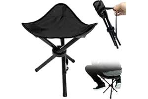CEBRABOUNZE Travel Folding Camping Stool, 14.6 inches Tripod Chair and Maximum weight 300 lbs Outdoor Portable Party Chair Fishing Chairs Seat for Camping Fishing Hiking Gardening and Garden Painting Black