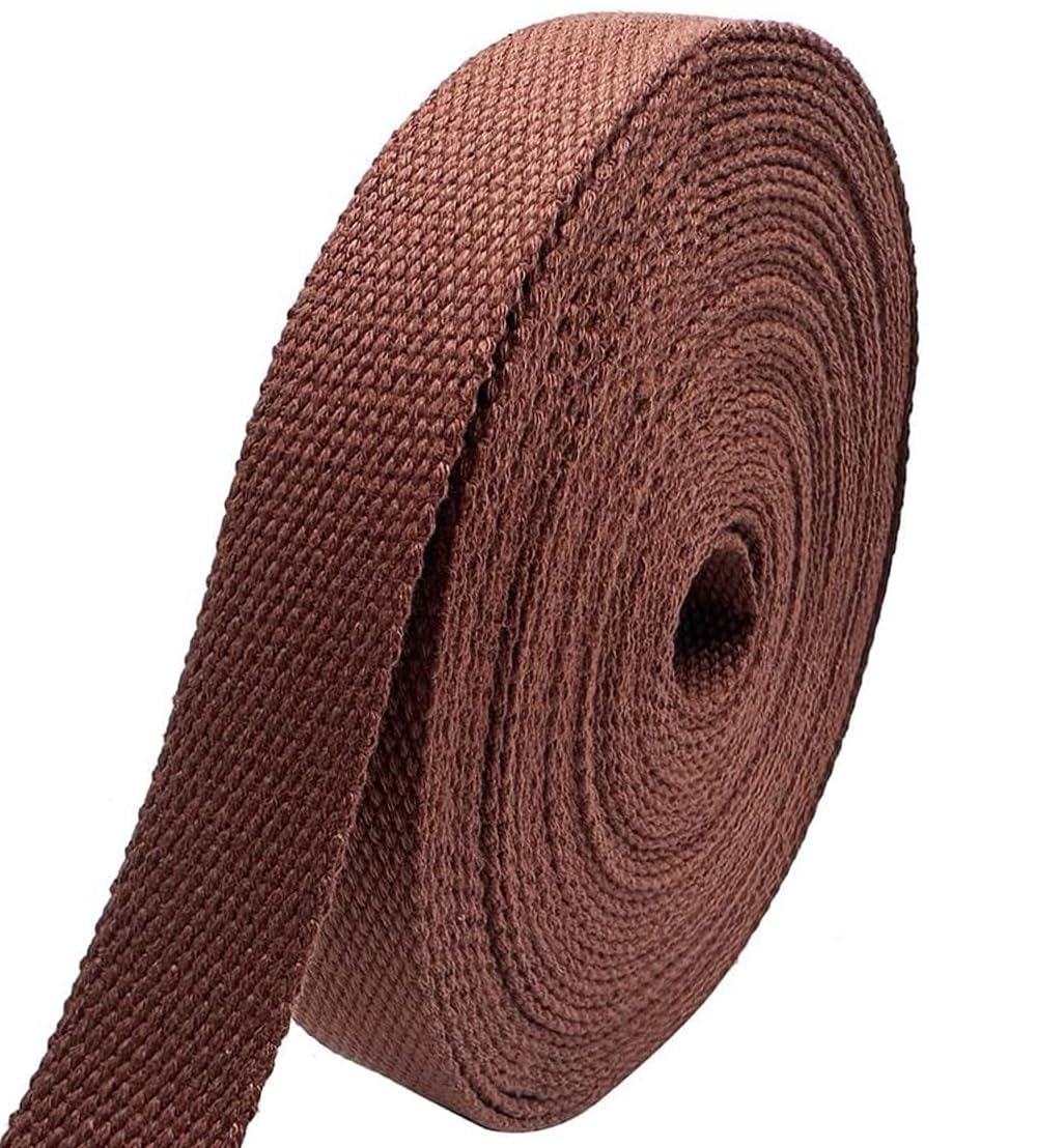 Photo 1 of 1 Inch Webbing Strap – Heavy Duty Polyester Cotton-Like Tape, 5.5–6 Yards, Eco-Friendly Dye, Washable & Durable for DIY, Sewing, Tote Bags, Pet Leashes, Outdoor Gear (Chocolate)
