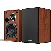 Elimavi Passive Bookshelf Speakers, 2-Way Design with 4" Woofer & 1" Silk Horn Tweeter, 60Hz Bass, Ideal for Home, Office & Theater, Brown(Requires Amplifier or Receiver to Operate)
