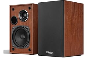 Elimavi Passive Bookshelf Speakers, 2-Way Design with 4" Woofer & Silk Horn Tweeter, 60Hz Bass, Wood Grain Color, Ideal for Home, Office & Theater (Requires Amplifier or Receiver to Operate)