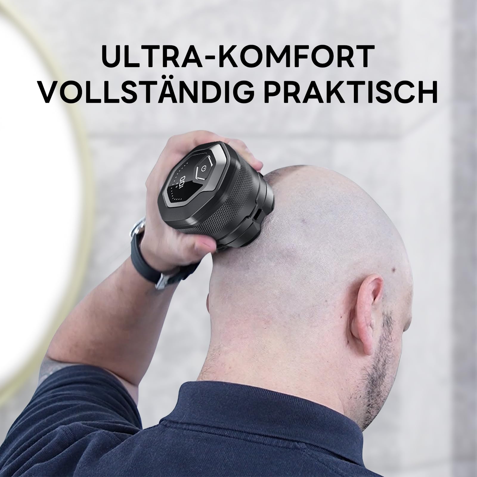 Glatzen Rasierer Herren, 180 Min Akku & flexibler 360grad-Scherkopf, Magnetische Leicht zu Reinigen, Beruhigt nach der Rasur, ohne Schnittgefahr und Hautirritationen, Shaver auch für Bart 9