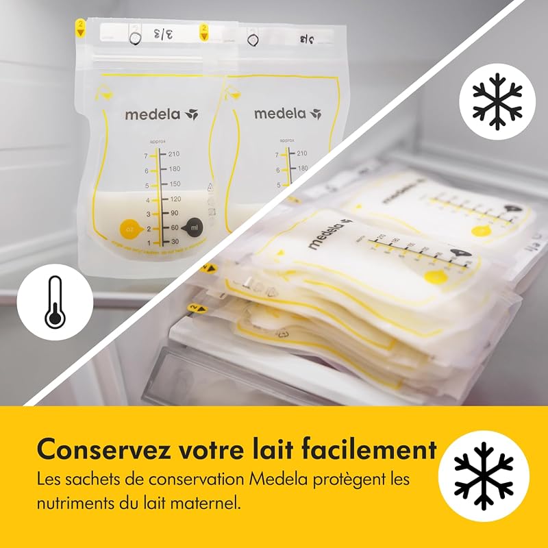 sachets de conservation pour lait maternel Easy Pour, capacité de 210 ml, conception anti-fuite avec protection du lait, fabriqués sans BPA, jetables, lot de 100
