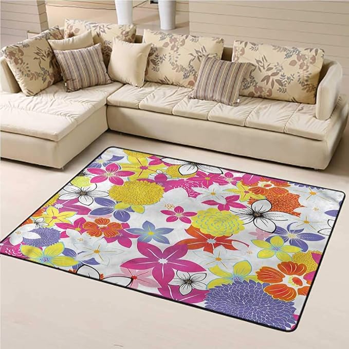 Amazon.com: Area Rug Floor Mat Colorful Kitchen Rugs and mats Flower