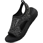DimaiGlobal Women's Walking Sandals Arch Support Orthotic Comfort Slip-On Sport Sandals Open-Toe Platform Sandals for Plantar Fasciitis Summer Beach Casual