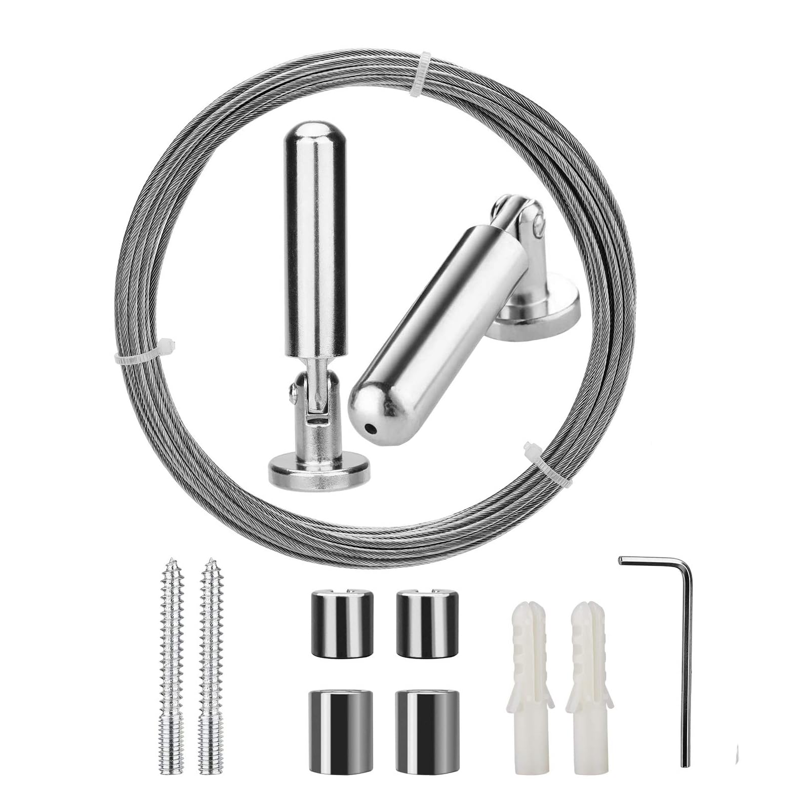 OOTSR Curtain Tension Wire Net Curtain Tieback Rod Set Photo Picture Hanging Wire Wall Mount Children’s Art Projects Display Curtain Wire Stainless Steel Clothesline Wire (5 Meter)