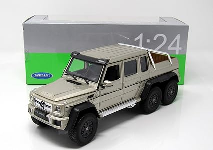 Welly Mercedes Amg G63 6x6 Pickup Truck 124 Scale Diecast Model Car Metallic Beige
