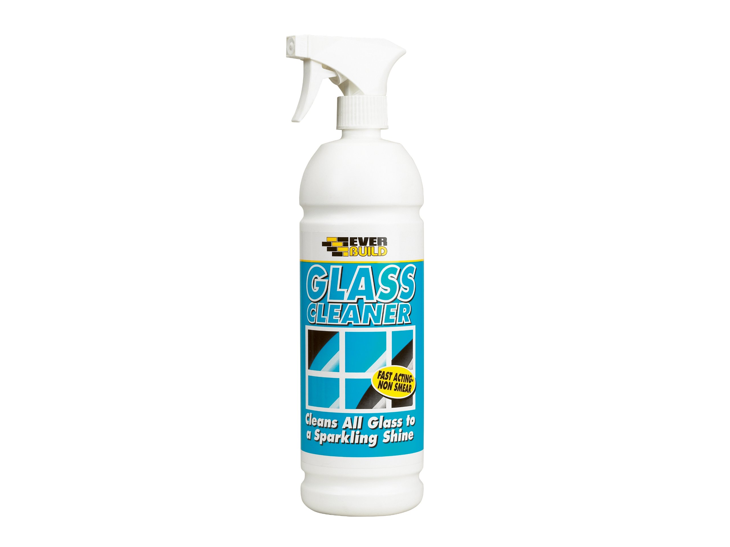 Everbuild Glass Cleaner Spray – Ready To Use – Quick Drying – Static-Free Formula – Blue Colour – 1 Litre Bottle