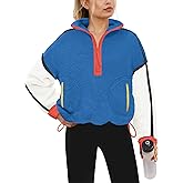 Yanekop Womens Quarter Zip Pullover Sherpa Fleece Jacket Oversized Zip Up Sweatshirt Half Zip Pullover Fuzzy Outerwear