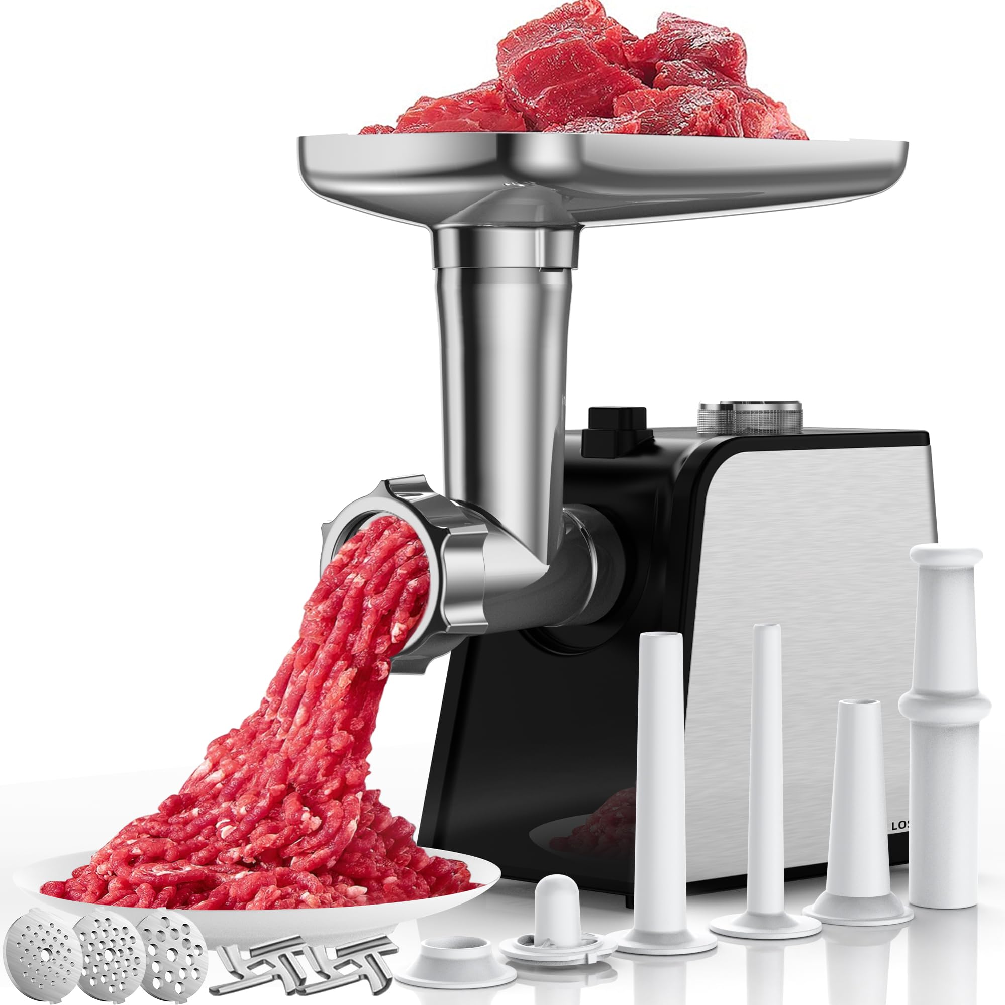 Tritacarne Elettrico 3200W - Macchina Professionale Per Macinare Carne E Fare Salsicce, Con Kit Kubbe E Accessori In Acciaio Inox