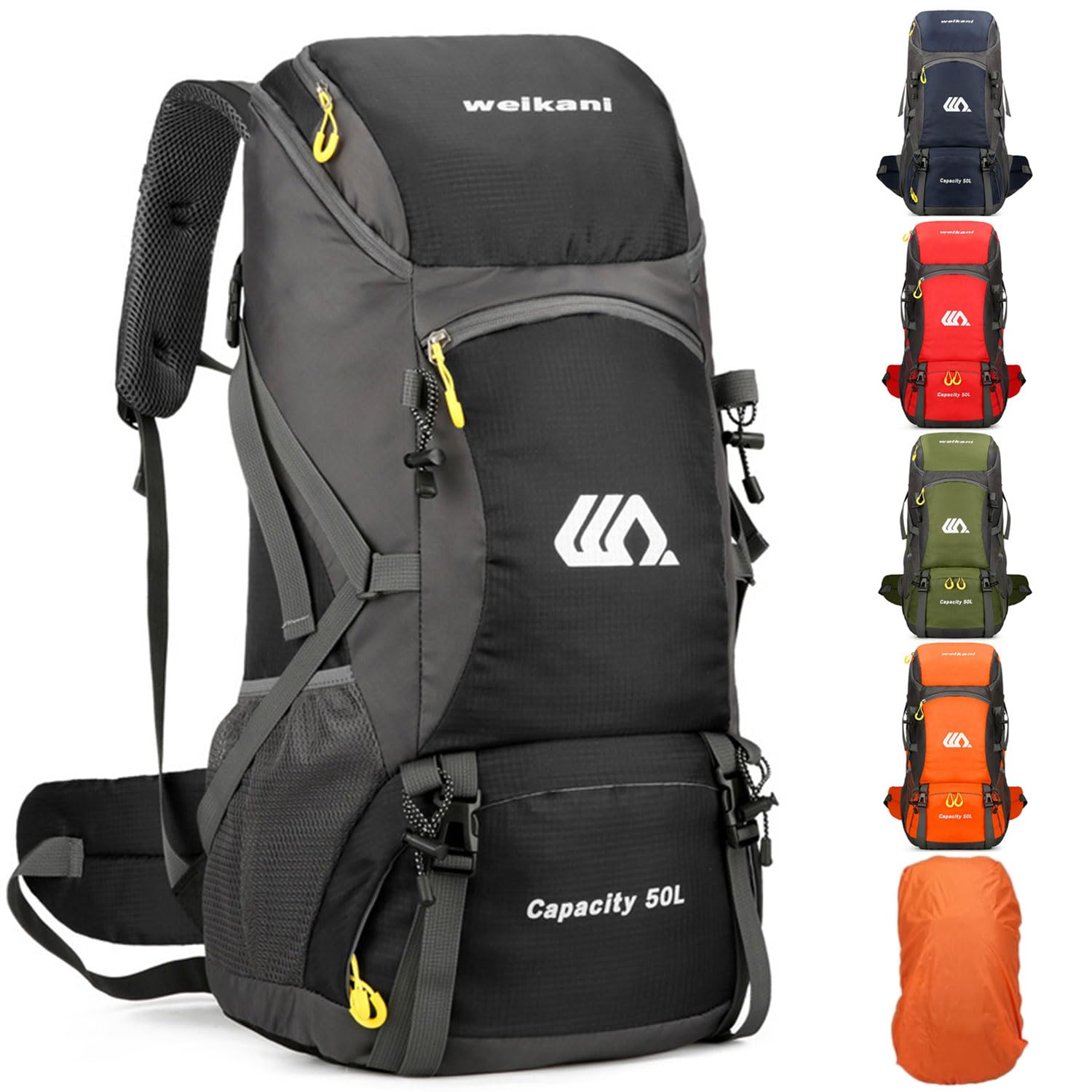 Favuit Hiking Backpack, 30L Lightweight Camping Rucksack Foldable Travel Daypack for Men Women Trekking Walking Climbing Touring Outdoor Adventures (Black)