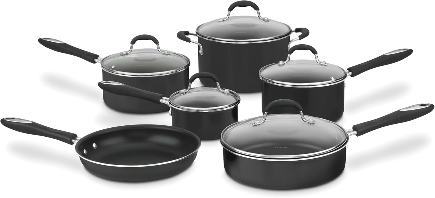 Cuisinart 55-11BK Advantage Nonstick 11-Piece Cookware Set, Black (Renewed)