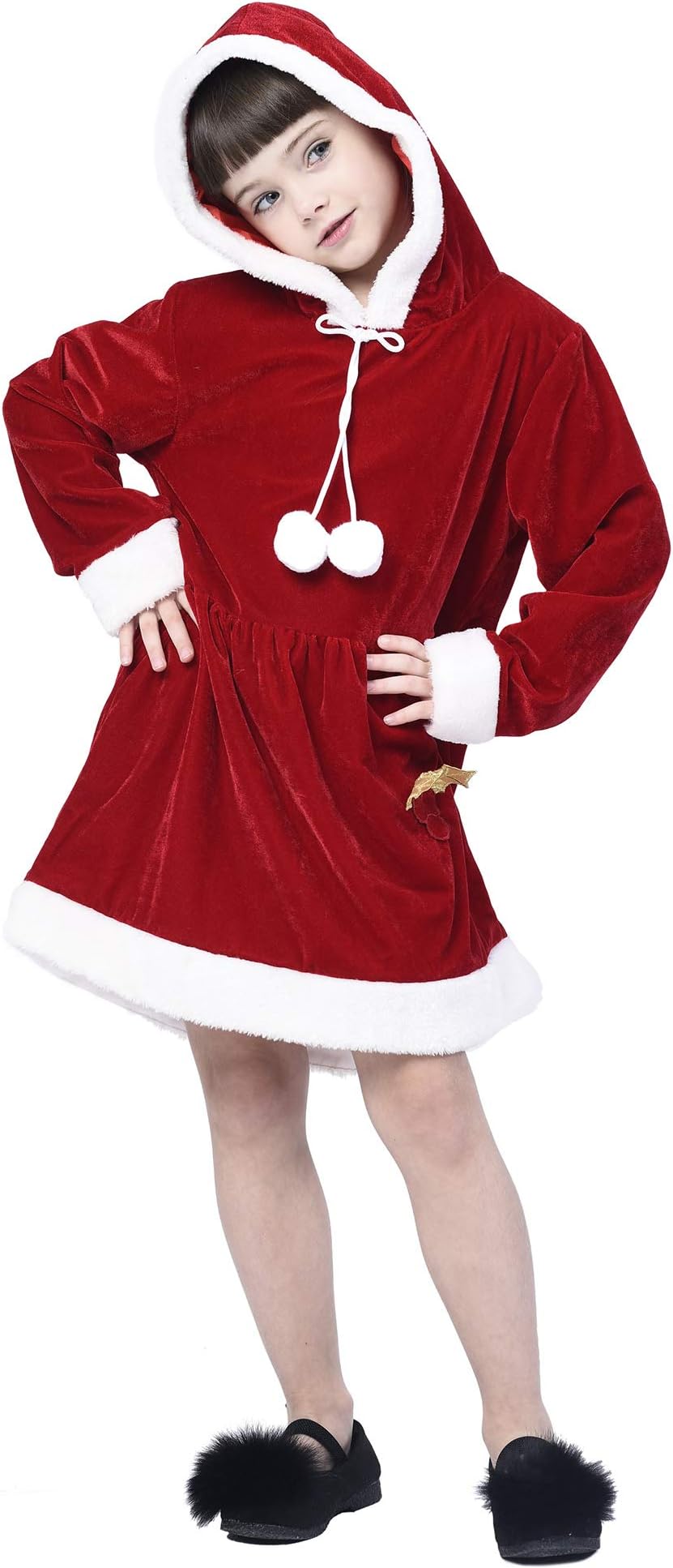 Boys Girls Santa Costume with Hat, Christmas Family Pajamas for Kids Xmas Fancy Dresses 3-8Years