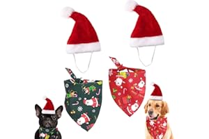 GABraden 4 Pack Merry Christmas Dog Bandana Reversible Trianqle Bibs Scarf,Adjustable Christma Santa Hat for Dogs (One Size, Christmas)