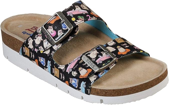 Amazon.com | Skechers BOBS Bohemian Grouch Womens Slide Sandal Black/Multi 7 | Sandals