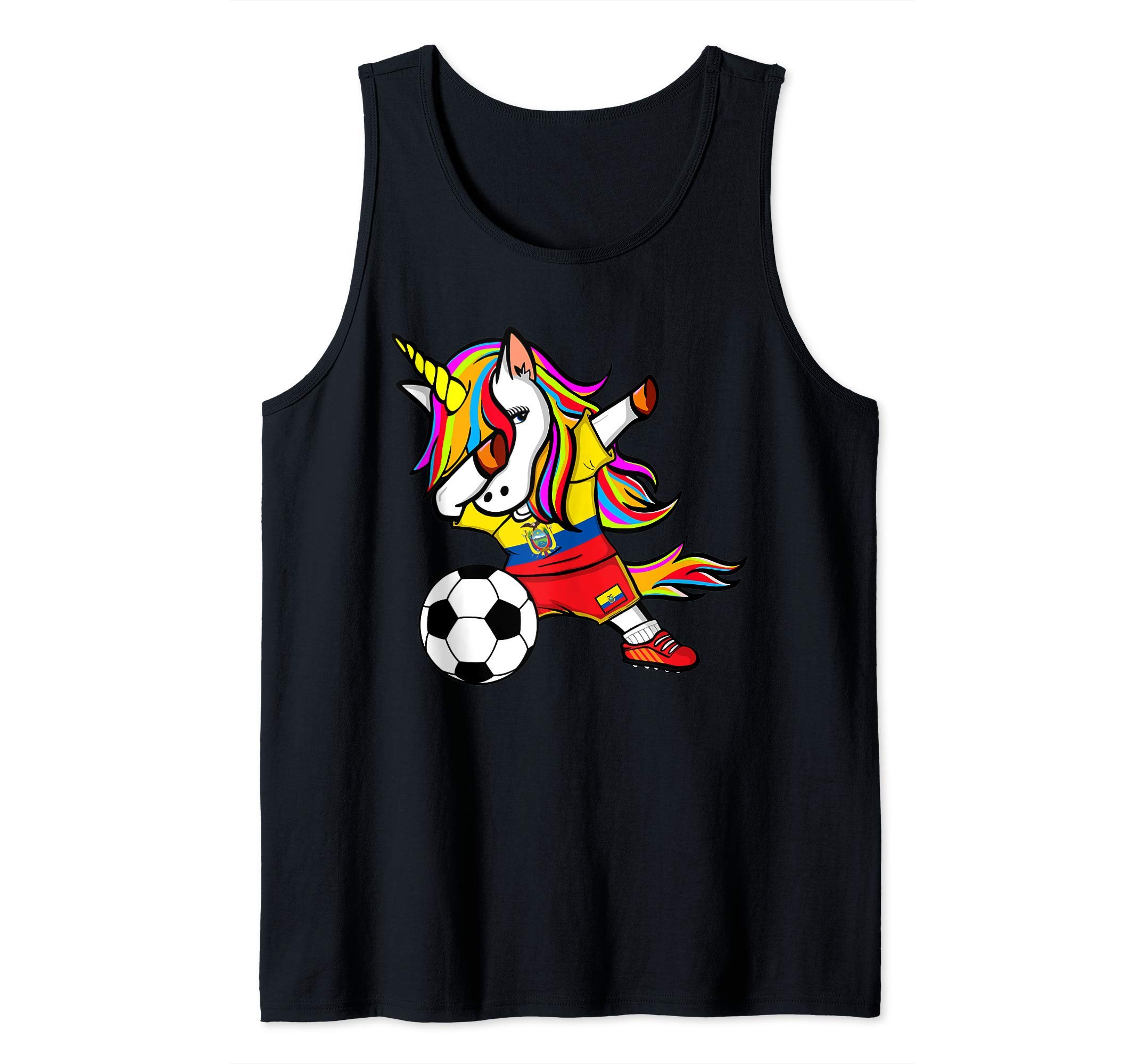 Dabbing Unicorn Ecuador Football - Ecuadorean Flag Soccer Tank Top
