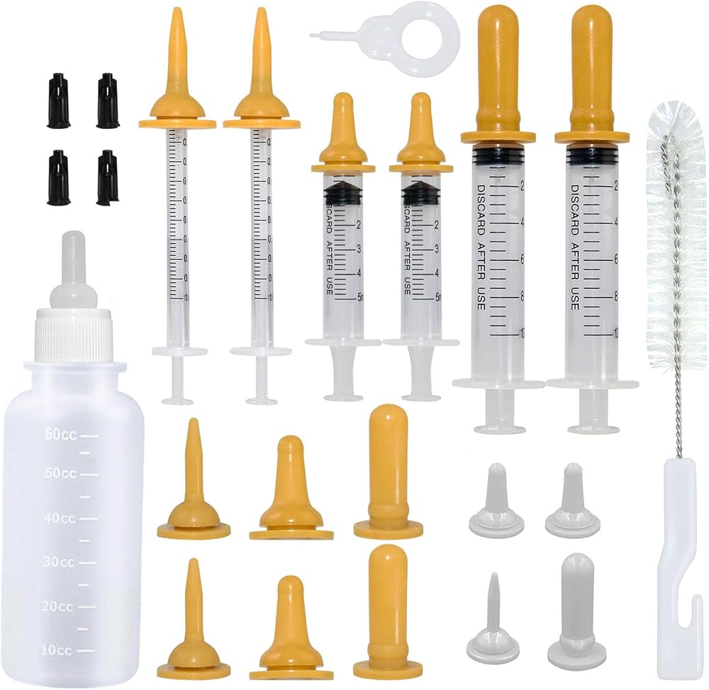 Aidiyapet Kitten Bottles 18Pack Feeding Syringe Nipple Kit for Newborn Pets