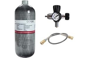 TUXING 4500psi Carbon Fiber Air Tank 2L (Empty Bottle)& Pcp Paintball Filling Station with Pressure Gauge Valve,Scuba Tank,Pcp Tank with Regulator Gauge for PCP Game