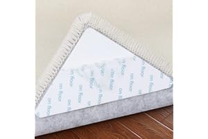 ELSOTENO Carpet Tape, 12 Pcs Non Slip Rug Tape for Hardwood Floors and Tiles, Reusable and Washable Rug Pad Gripper for Area Rugs, Dual Sided Adhesive Rug Grip Keep Corners Flat