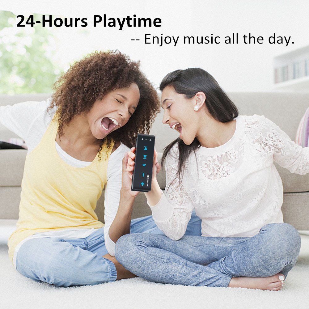 Zoweetek Portable Bluetooth Wireless Speaker with AUX Input and NFC, Dual Bass Driver Mini Stereo Subwoofer with Built-in Microphone for Outdoors& Home, Supporting Echo Dot and TF(Mirco SD) Card