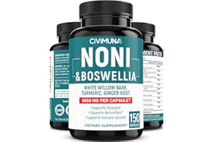 CIVIMUNA Noni Extract Capsules | 8850mg | 150 Capsules - 5 Months Supply | Noni, Boswellia, White Willow Bark