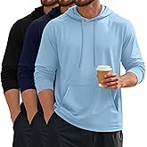 Evervibe 3 Pack Men's Big and Tall Hoodies Long Sleeve Lightweight Pullover with Pocket Casual Gym Workout Active Sweatshirts