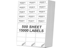 Labelebal Address Labels (15,000/500 Sheets) - 1" x 2-5/8" Mailing Labels, 30 UP Shipping Sticker for Laser and Inkjet Printers