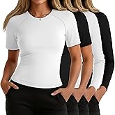 Sweetyweee 4 Pack Women's Compression Shirts Long/Short Sleeve Crew Neck Slim Fit Tops Basic Workout Yoga Gym Sports Gear