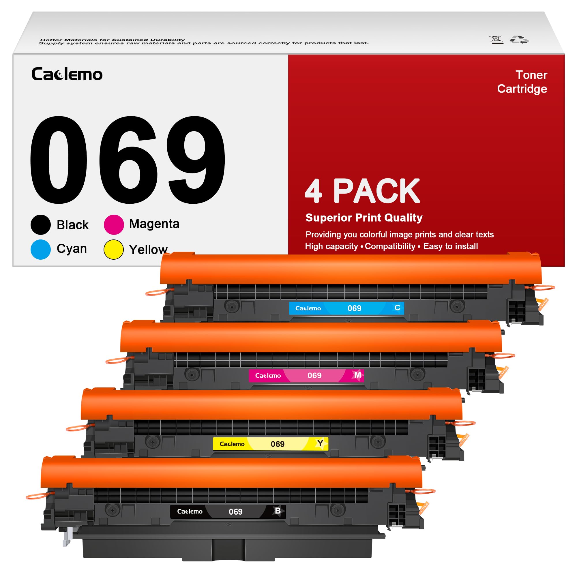 Photo 1 of 069 Toner Cartridge Set MF753Cdw Replacement for Canon 069 Toner Cartridge Set 069H Cartridges 069 069H for Canon imageCLASS MF753Cdw MF751Cdw LBP674Cdw Printer, 069 Toner Cartridges with Chip 4 Pack