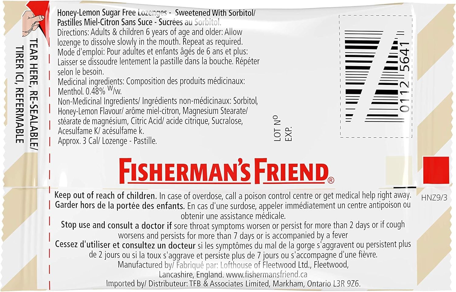 HONEY & LEMON MENTHOL FLAVOUR SUGAR FREE Fisherman's Friend Lozenges 24 x 25g Packs. by Fisherman's Friend