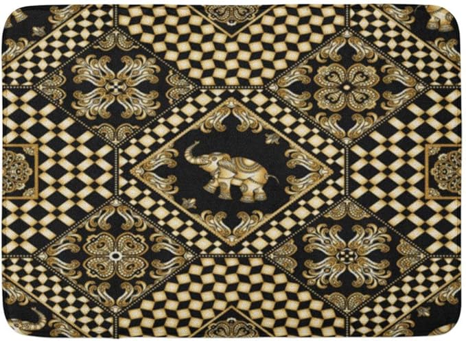 Kinhevao Bunte Elefanten-Badematte, Badematten-Teppich Vintage-Elefant