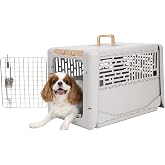 SportPet Designs Collapsible Small Pet Travel Carrier (Tan), Hard-Sided Kennel for Small Dogs, Puppies, Cats, Kittens, Animals up to 25lbs, Washable Home &amp; Outdoor Pet Crate, 24.5"L x 16.5"W x 16"H