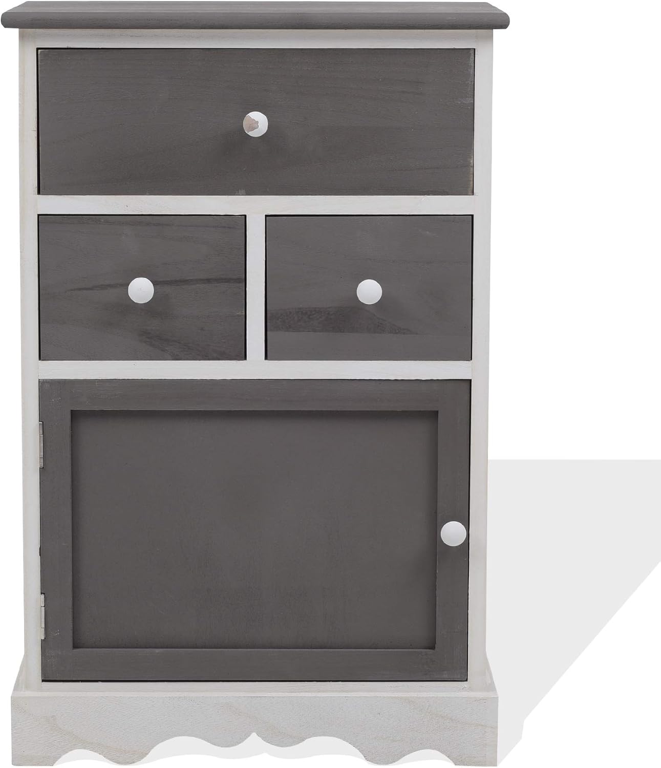 Rebecca Mobili Meuble de Rangement Blanc et Gris, Armoire avec 3