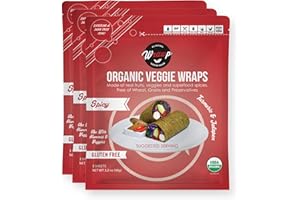WrawP Organic Mini Veggie Wraps - SPICY (3 pack) SHELF STABLE, All Natural, Gluten Free, Paleo, Raw Vegan. Perfect for Wraps, flat bread, snack, chips