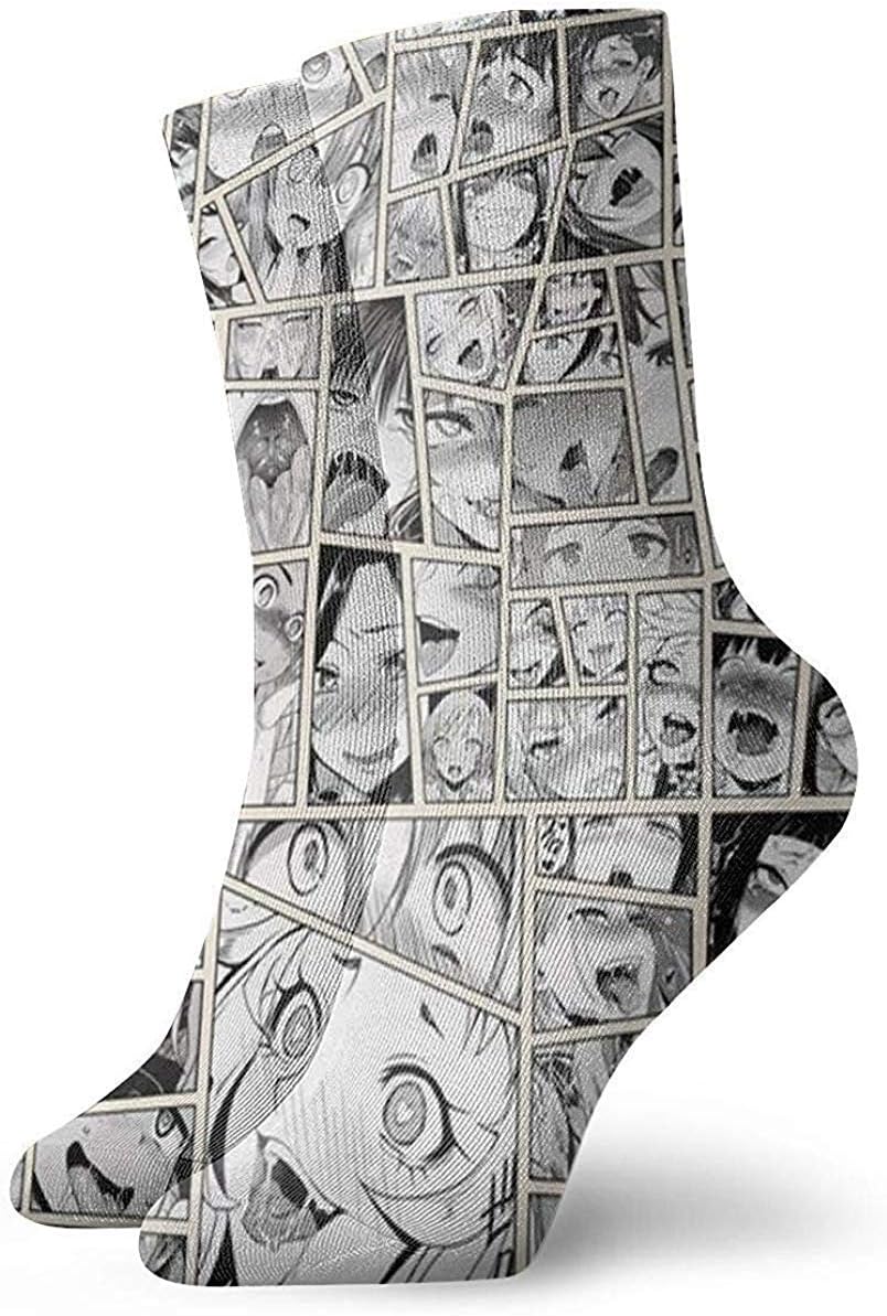 Men's And Women's Crew Socks Funny Face Ahegao Prints Classic Work Socks