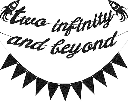 Amazon Com 2 Pieces Two Infinity And Beyond Banner And Black
