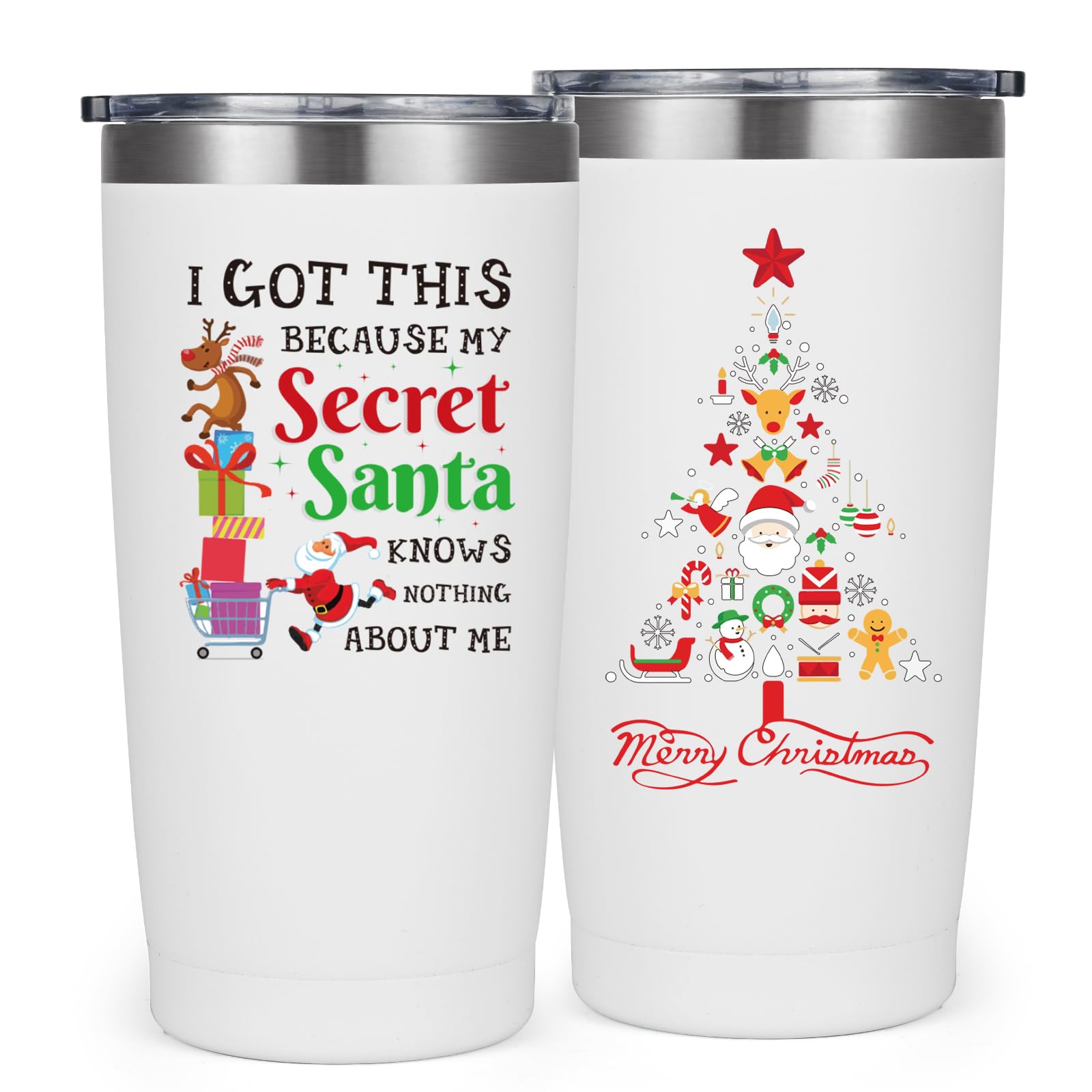 Livole Christmas Gifts for Women, Men, Mum, Sister, I Got This Because My Secret Santa Knows Nothing About Me, Funny Mugs for Women, Him, Work Colleagues, Ladies Gifts, 20oz 600ml Travel Coffee Mug