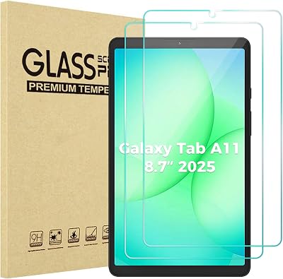 ProCase Tempered Glass Screen Protector 8.7 inch Galaxy Tab A11 A9 2023 2 Pack