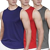 Pilamor Mens Tank Tops 3 Pack,Quick Dry Gym Sleeveless Muscle T Shirts for Men's Fitness