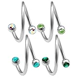 4pcs 16g 12mm Twist Barbell Crystal Lip Cartilage