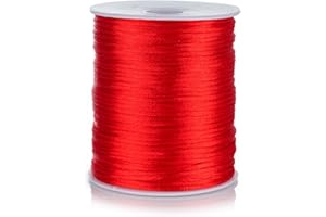 ZhXu Shuo Nylon Satin Cord 2mm Rattail Cord Red String - 100 Yards Nylon Chinese Knotting Cord Rat Tail Silk Cord for Bracelet Necklace Jewelry Making Macrame Trim