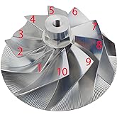 Haturbo Upgrade Turbo Billet Impeller 10 blades 59.5/79.5mm Wheel Fit for 99.5-03 Ford Diesel 7.3L F250 F350 F450 V8 739619-5004 GTP38 Turbocharger
