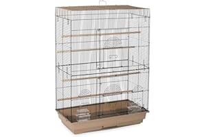 Prevue Pet Products Flight Cage for Multiple Small Birds, Steel Metal and Plastic Cage Home Crate Enclosure for Birds, Standing Birdcage, Brown/Black