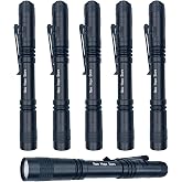 Pen Flashlight, High Lumen LED Mini Pen Light with Clip for Everyday Carry | 6pcs Small EDC Penlight, 2*AAA Battery(Not Included) Flashlight, Waterproof Pocket Flashlight for Inspection, Repair, Camping