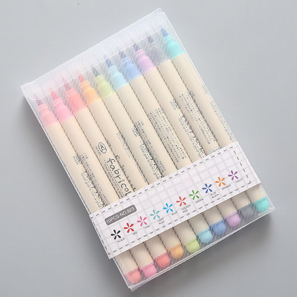 Drawing Pen Set 10pcs Calligraphy Highlighter RFID Blocking Stationery Safe Soft Brush Pen Watercolor Pen Fabricolor School Supplies(10pcs)