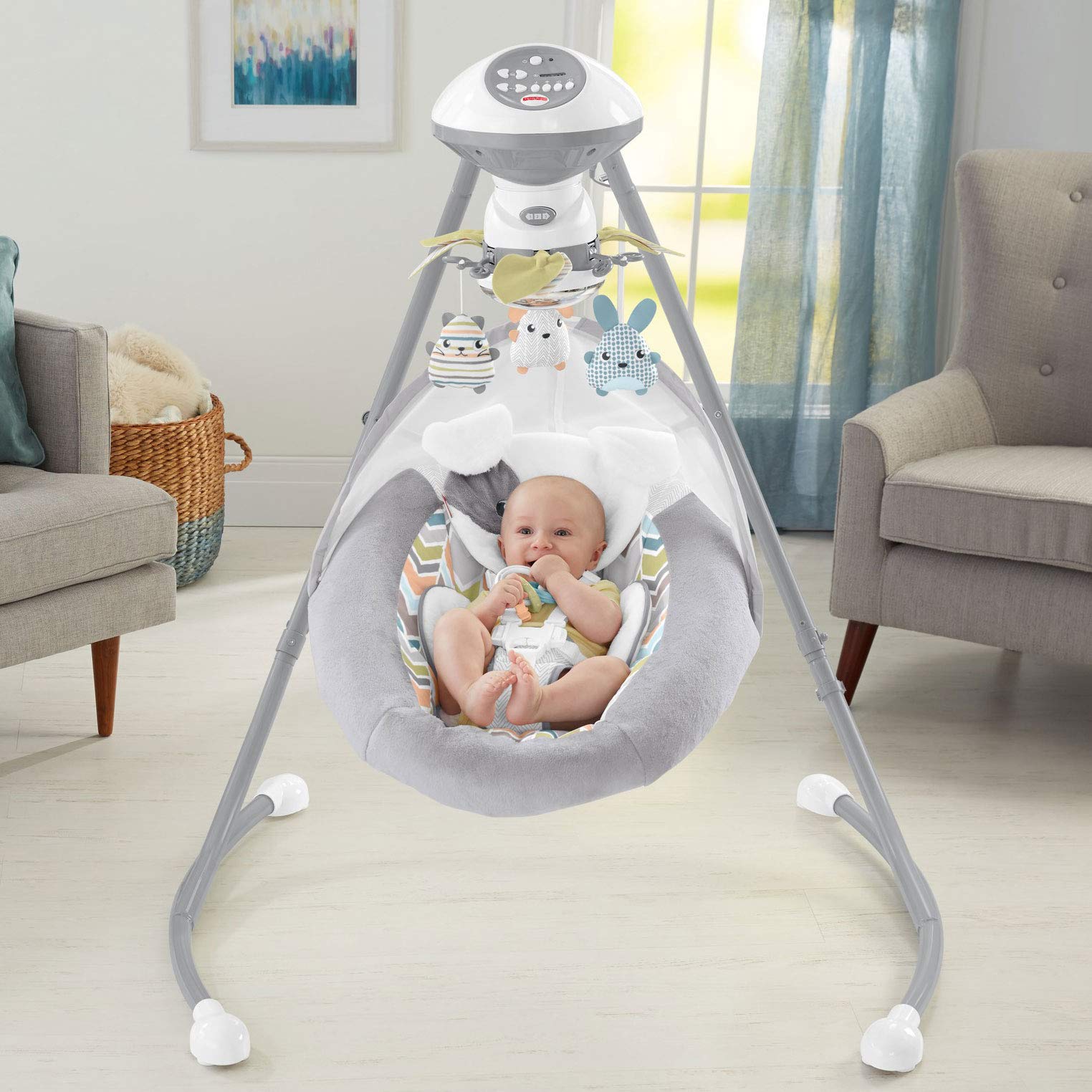 Fisher-Price Baby Swing, Sweet Snugapuppy Dual-Motion Infant Seat with Music Sounds & Motorized Mobile for Soothing Play Newborns 0+ Months