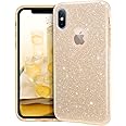 MATEPROX Compatible with iPhone Xs case,Compatible with iPhone X Glitter Bling Sparkle Cute Girls Women Protective Case-Gold
