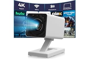 Pisodawn Mini Projector 4K Portable Video Projector with WiFi6 & Bluetooth 5.4, 150 ANSI Automatic Vertical Correction, 130''