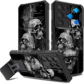 CAPAUNVDA for Samsung Galaxy S24 Ultra 5G Case with Slide Camera Cover and Built-in Kickstand,Military Grade Shockproof Bumper Protective Black Cover for Galaxy S24 Ultra 5G,Smoke Skull