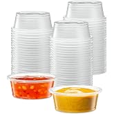 {1.5 oz,200 Cups} Clear Diposable Plastic Portion Cups No Lids, Small Mini Containers For Portion Controll, Jello Shots, Meal Prep, Sauce Cups, Slime, Crafts, Disposable Souffle Cups &amp; Much more