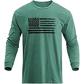 H HYFOL Men's Graphic T-Shirts USA Flag Cotton Long Sleeve American Patriotic Crewneck Regular Tee Shirts